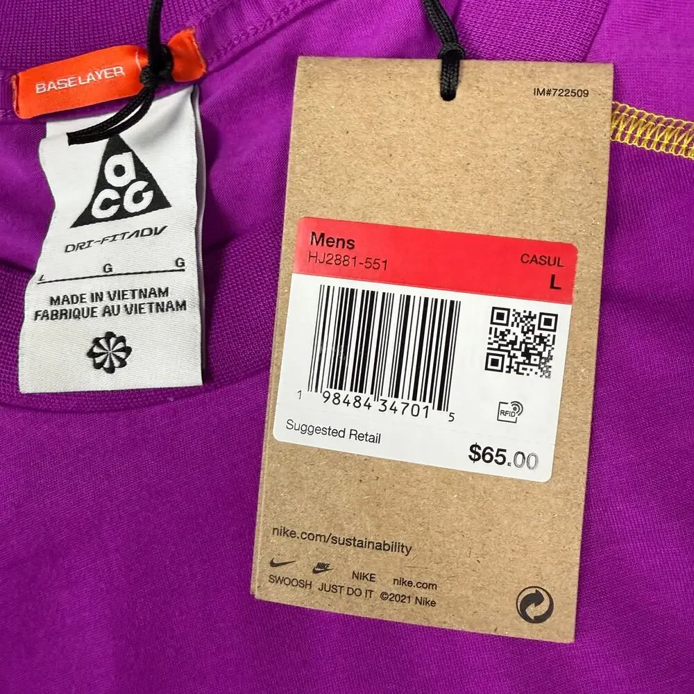 Nike ACG Dri-FIT ADV Goat Rocks Graphic T-Shirt Purple HJ2881-551 Men's Large